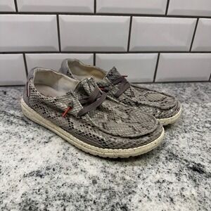 Hey Dude 7 Wendy Python Light Blue Women Gray Snakeskin Slip On Loafers Good